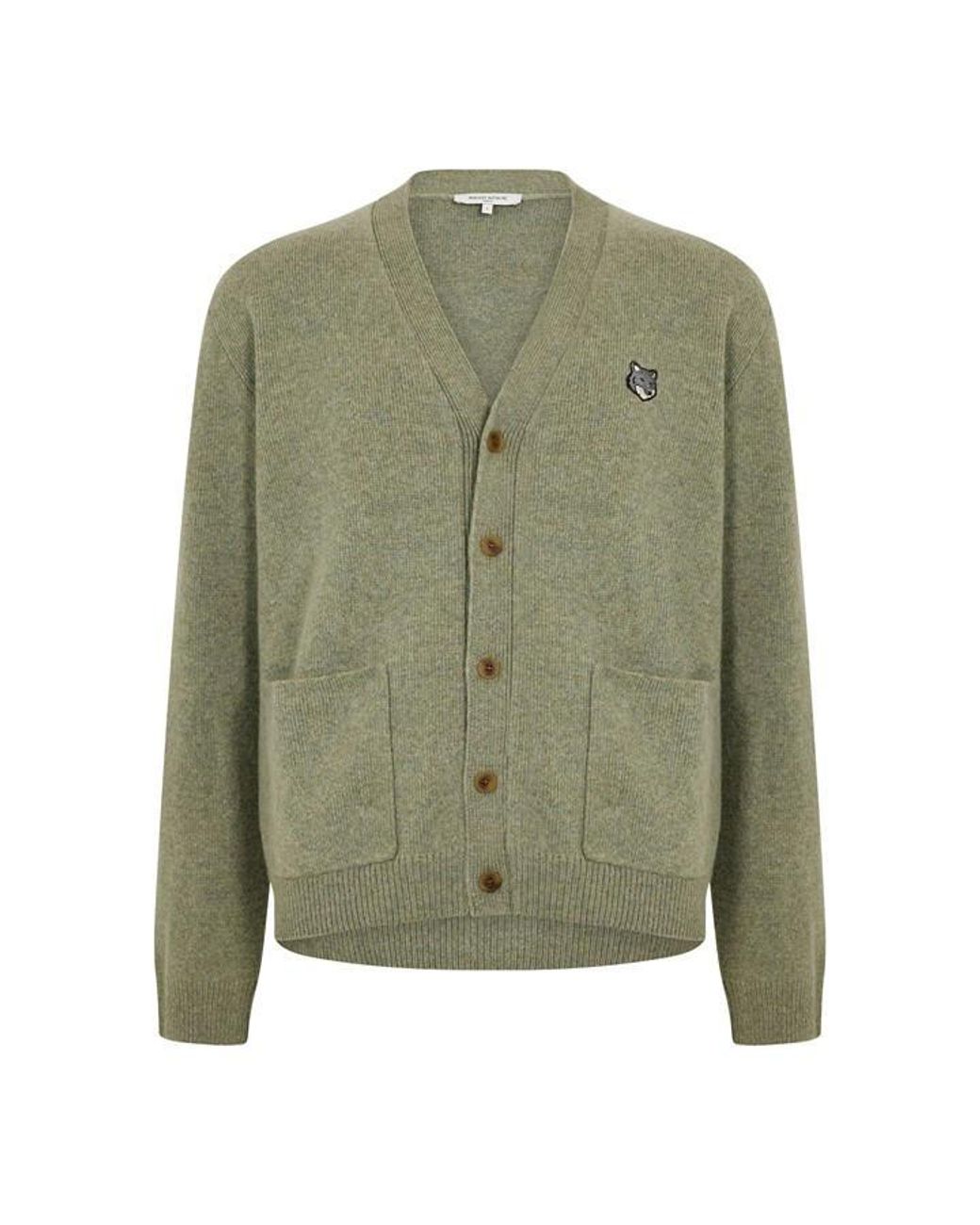 Maison Kitsuné Green Fox Hood Milano Lamb Cardigan for men