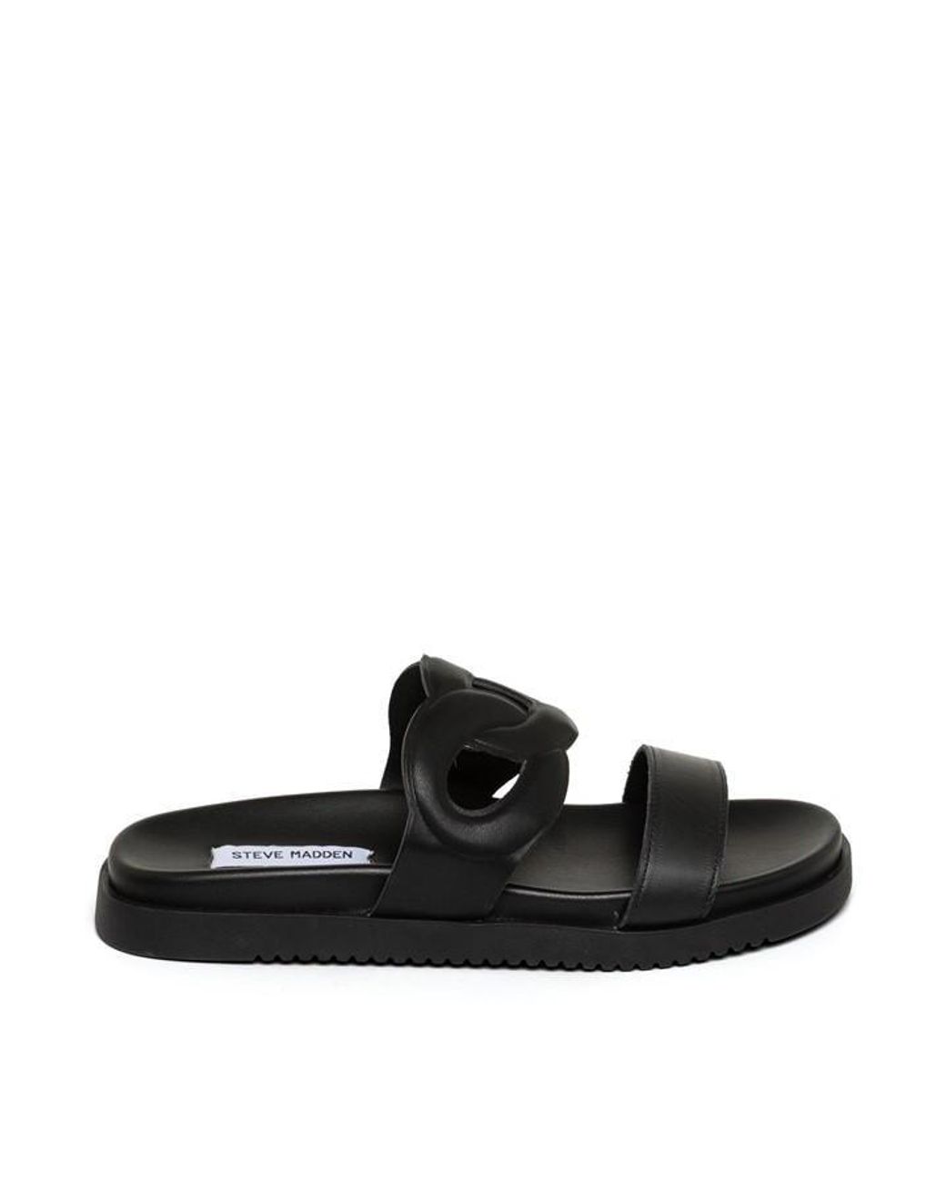 Steve Madden Black Myrtle Flat Sandals