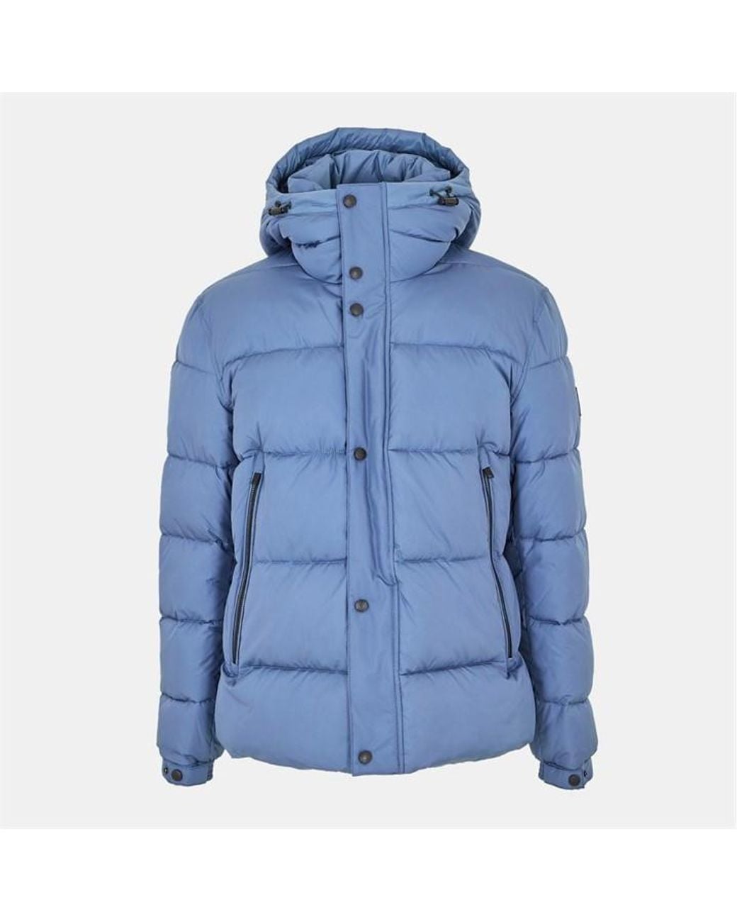Boss Blue Omaris Water-Repellent Hooded Long Sleeve Short Puffer Jacket for men