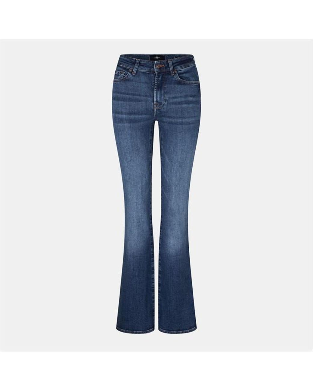 7 For All Mankind Blue Mid-Rise Bootcut Jeans