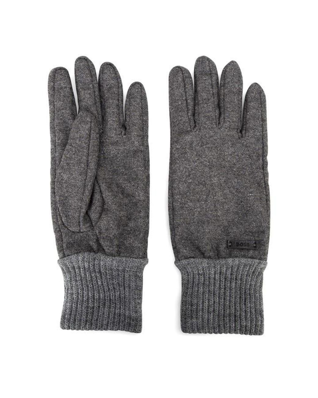 Boss Gray Kalsper Fleece Gloves for men