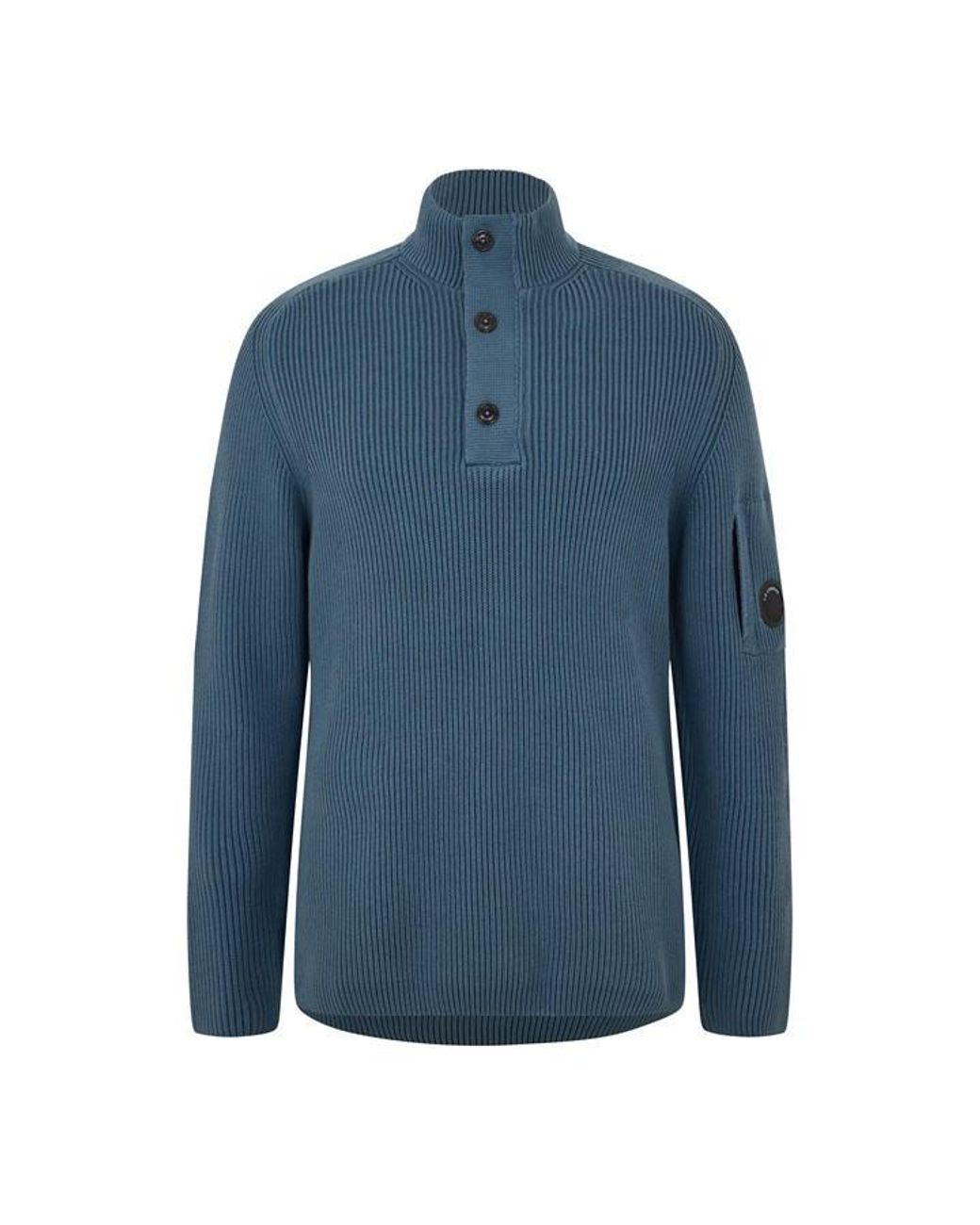 C P Company Blue Cp Rib Button Knit Sn64 for men