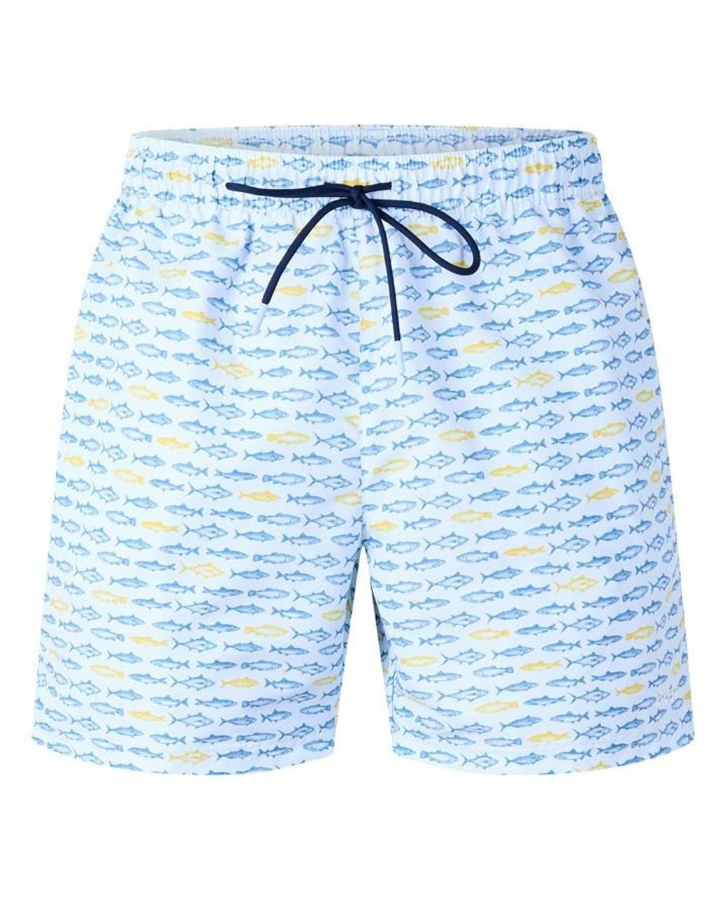 Boss Blue Patterned Streamlined Swim Shorts for men