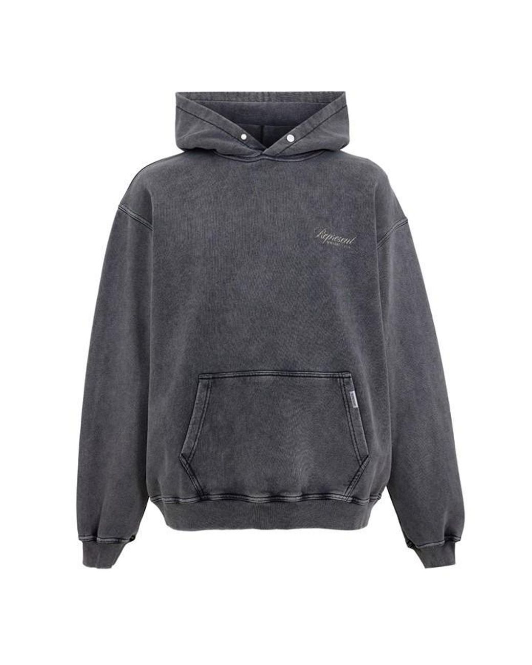 Represent Gray Oc Script Pull Over Hoodie for men