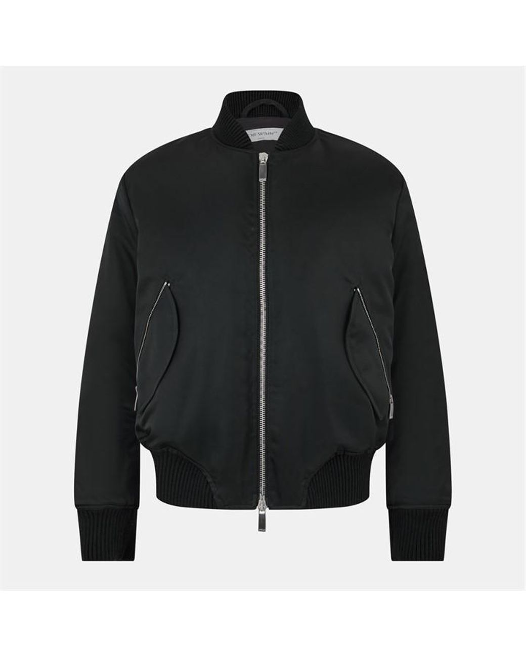 Off-White c/o Virgil Abloh Black Front Zip Bomber Jacket for men