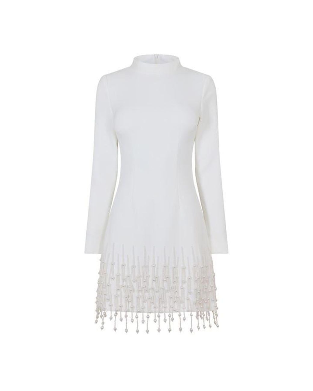 Odd Muse White Pearl Sleeved Mini Dress