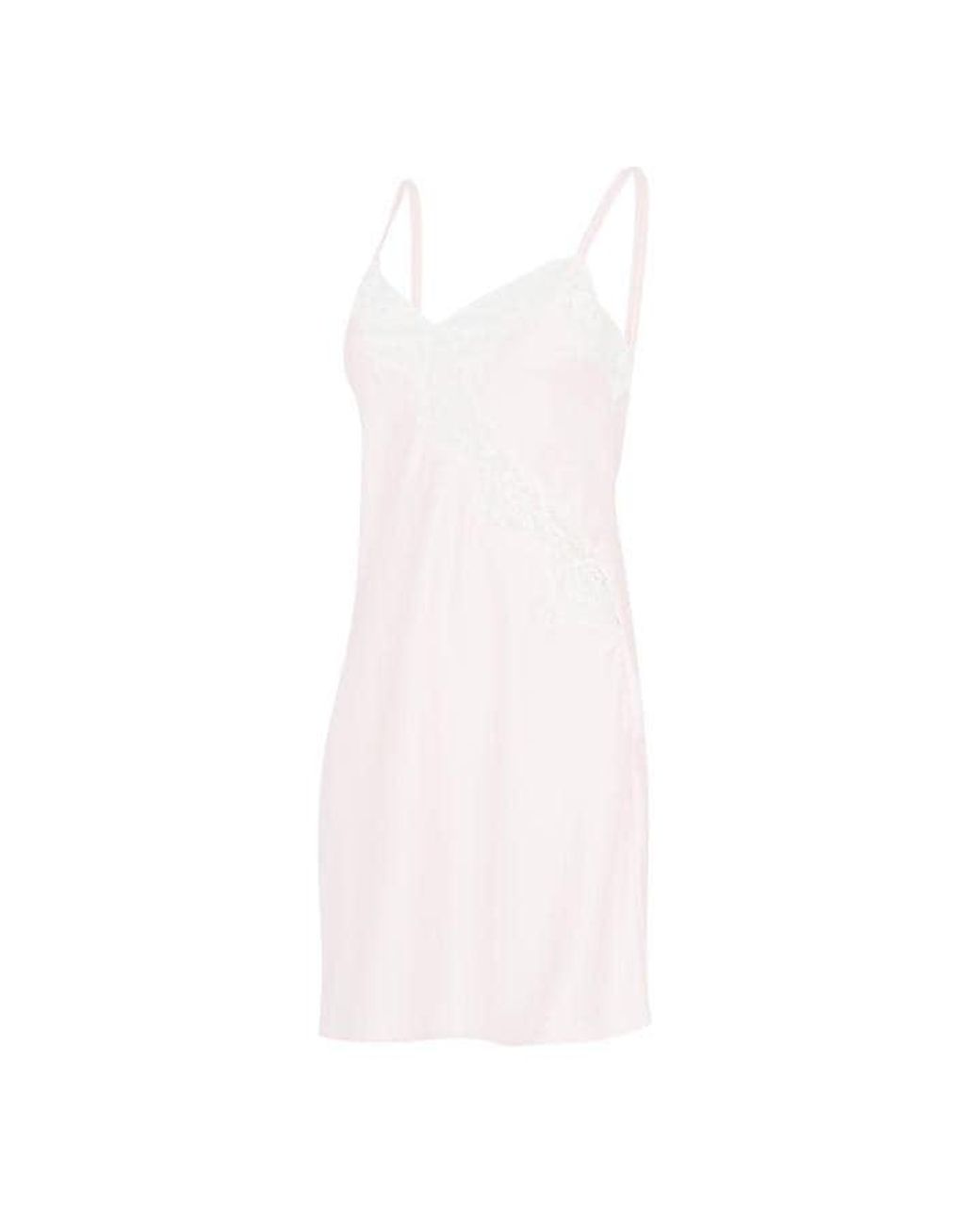Ralph Lauren White Satin Lace-Trim Chemise