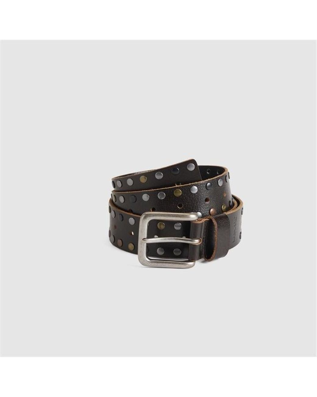 Levi's Black Marco Riveted Infinity Leather Belt for men