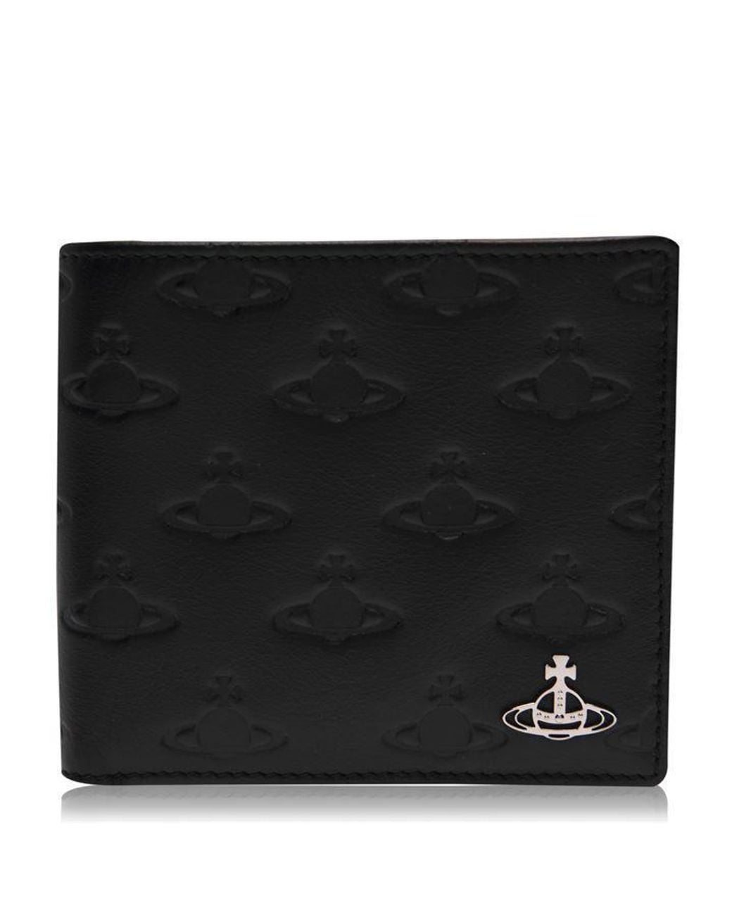 Vivienne Westwood Black Embossed Saturn Orb Wallet for men