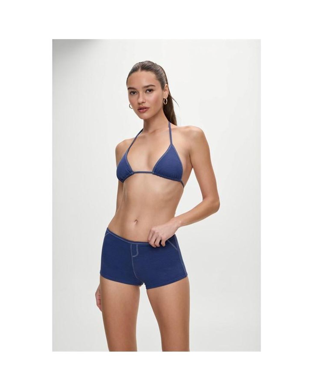 Frankie's Bikinis Blue X Bella Hadid Caster Boy Shorts