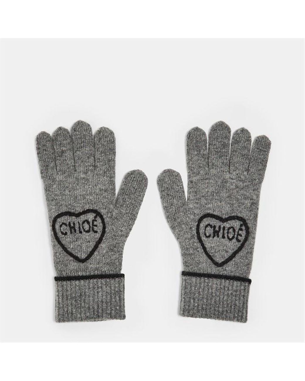 Chloé Gray Encoeur Gloves