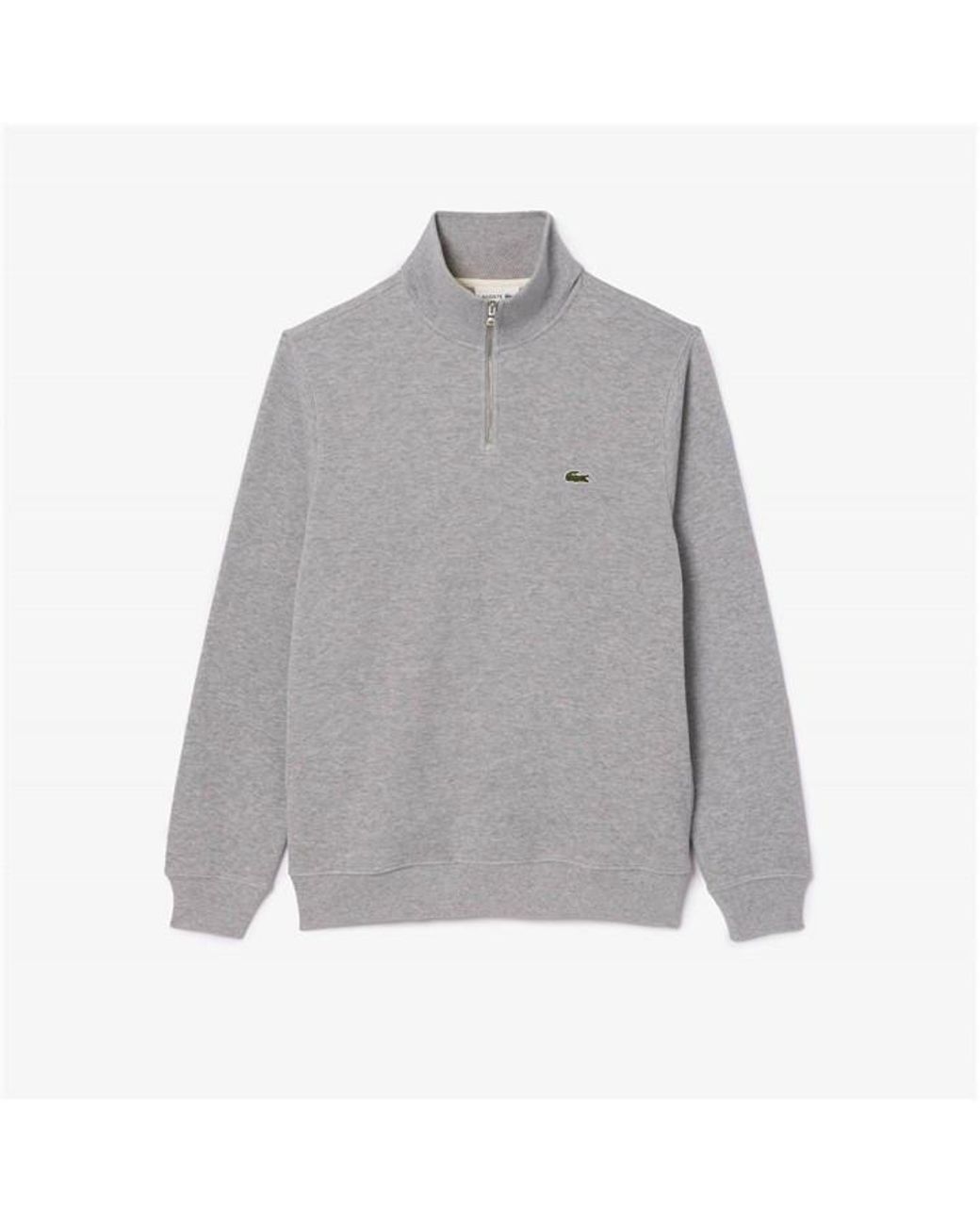 Lacoste Gray Logo-embroidered Half-zip Cotton-knit Sweatshirt for men