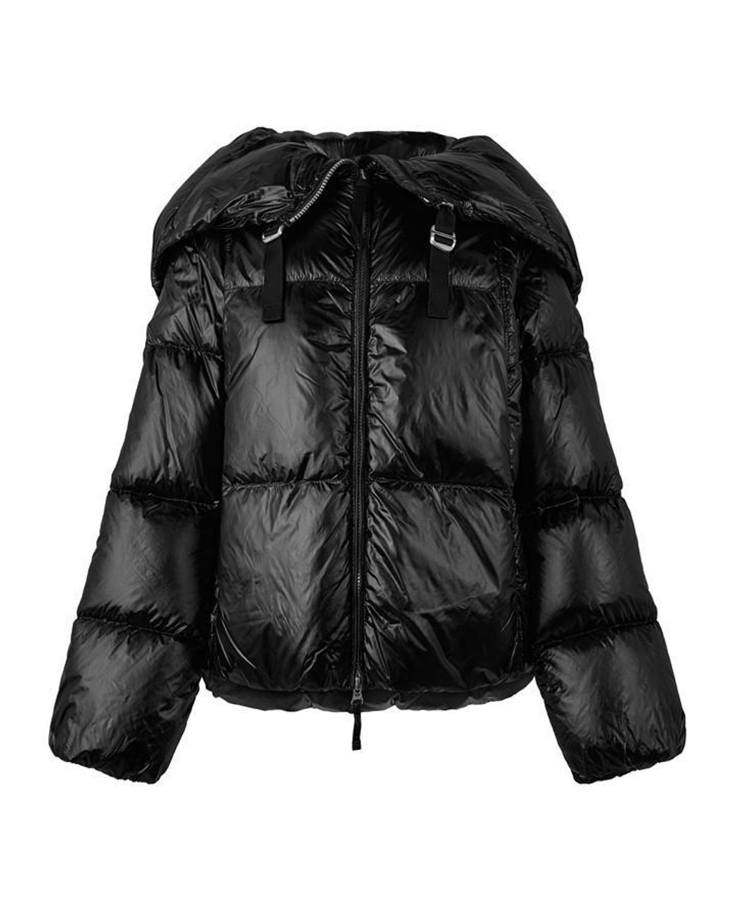 Parajumpers Black Water Flower Hooded Water Resistant Windproof Duck Down Short Puffer Jacket