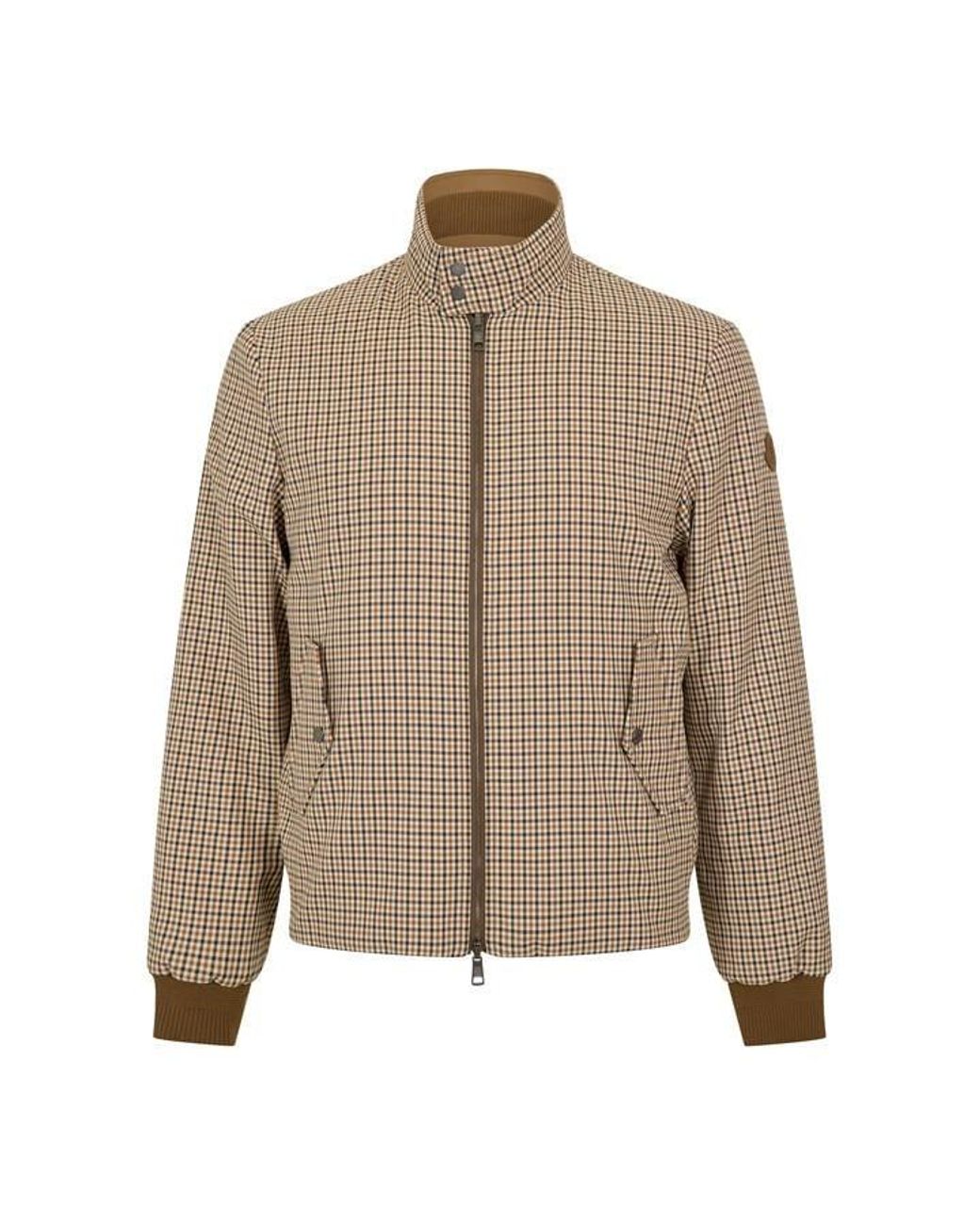 Moncler Brown Check Zip-Up Jacket for men