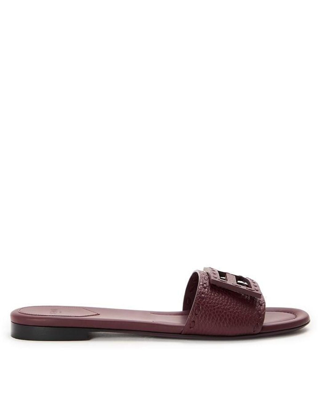 Fendi Red Baguet Slide Flat Sandals