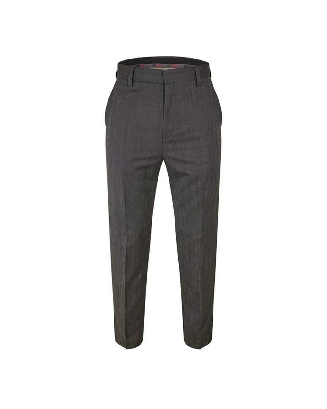 HUGO Gray Teagan231X Straight Leg Trousers for men