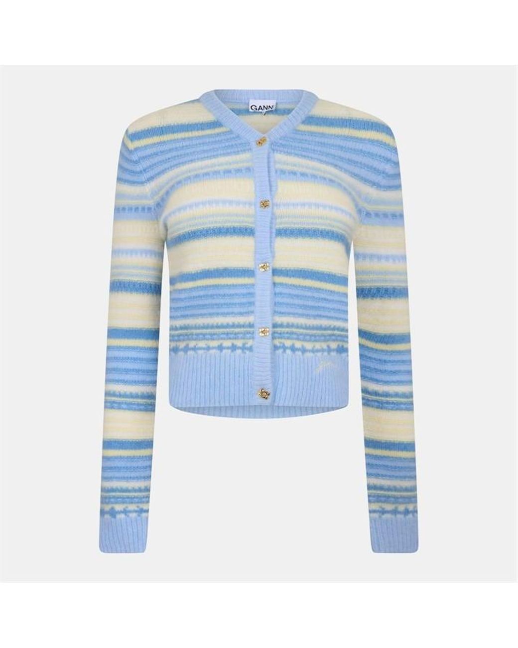 Ganni Blue Stripe Cardigan