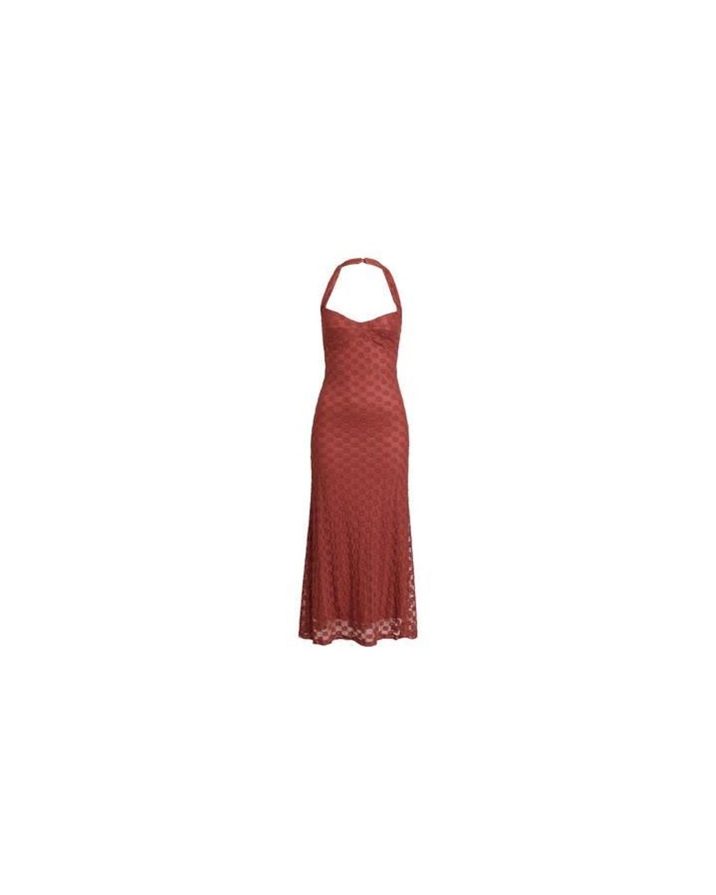 Bardot Red Mariko Halter Neck Long Maxi Dress