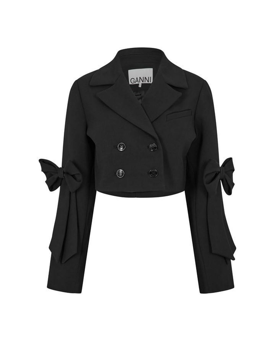 Ganni Black Bonded Crop Blazer