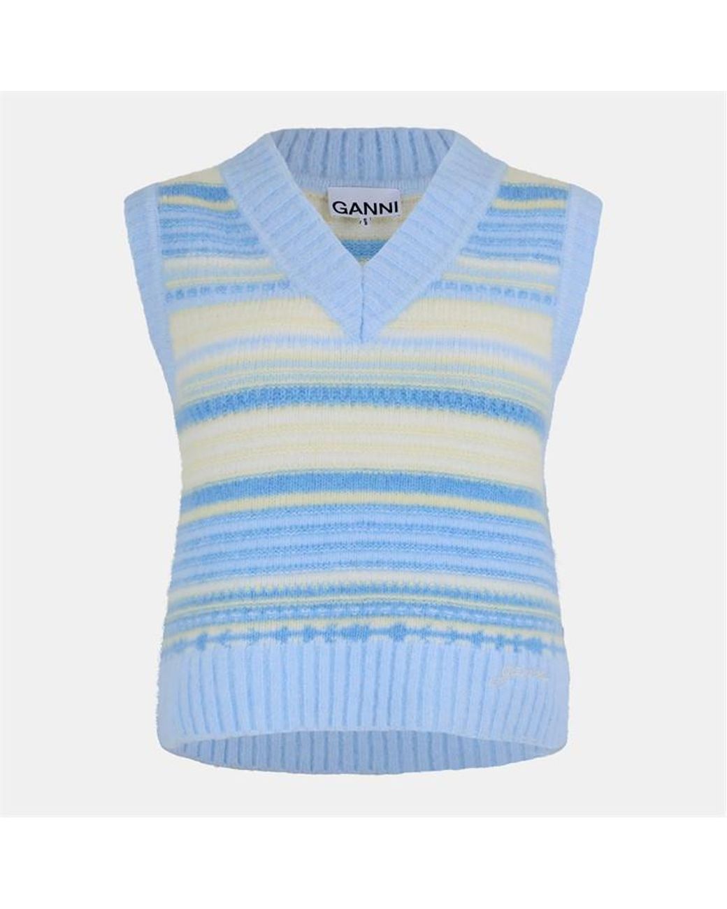 Ganni Blue Stripe Sweater Vest