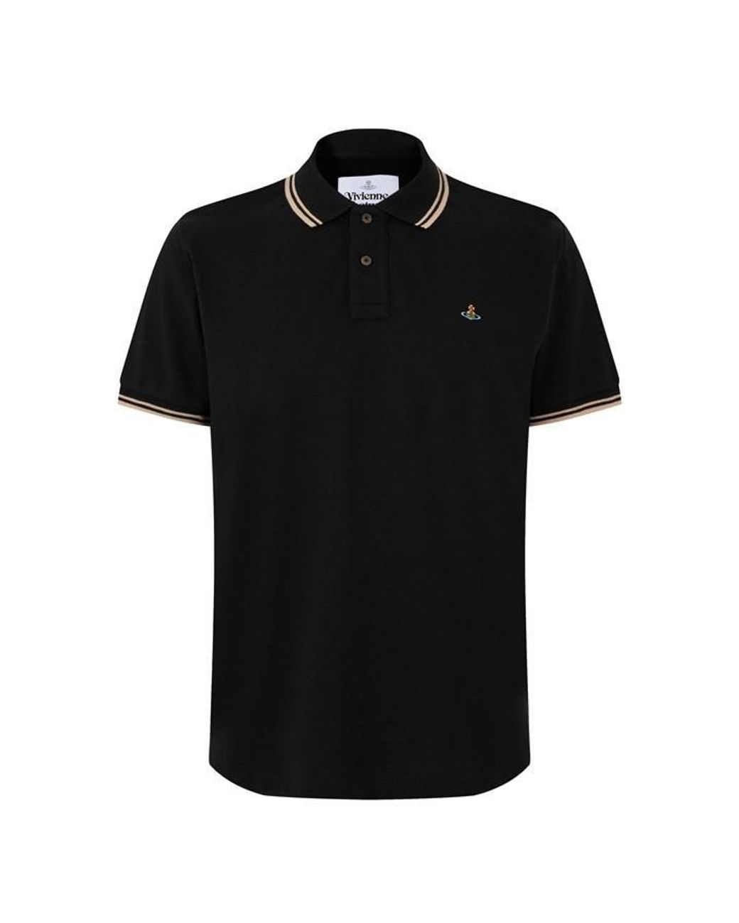 Vivienne Westwood Black Viv Tipped Polo Sn64 for men