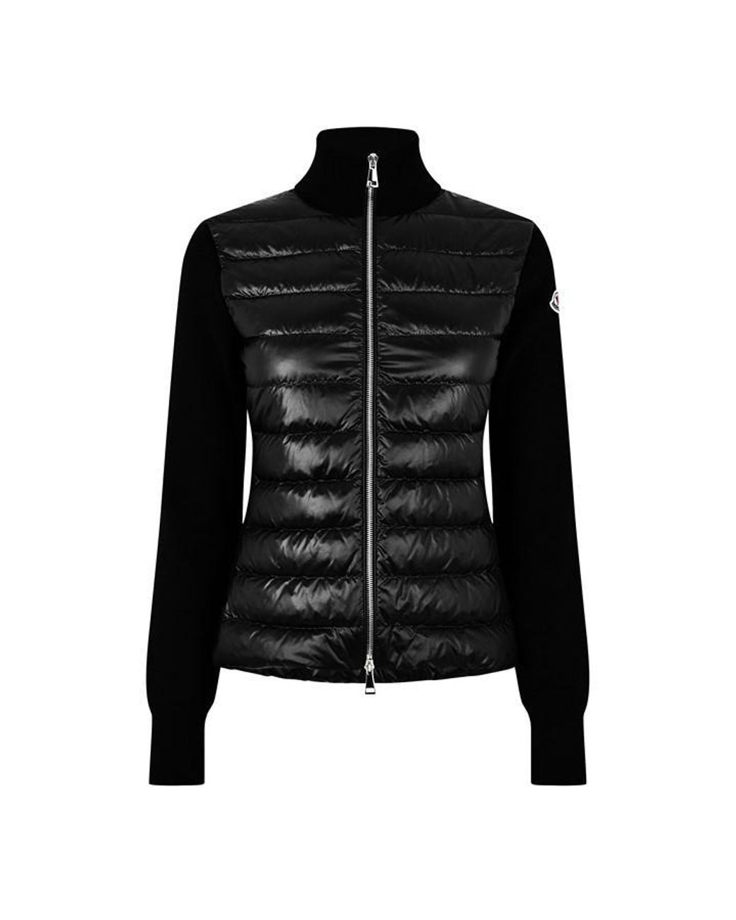Moncler Black Down Padded Funnel Neck Long Sleeve Hybrid Jacket