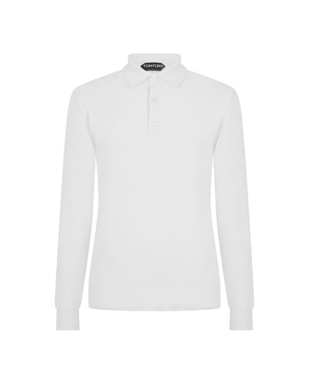 Tom Ford White Tf Piquet Long Sleeve Polo Shirt for men