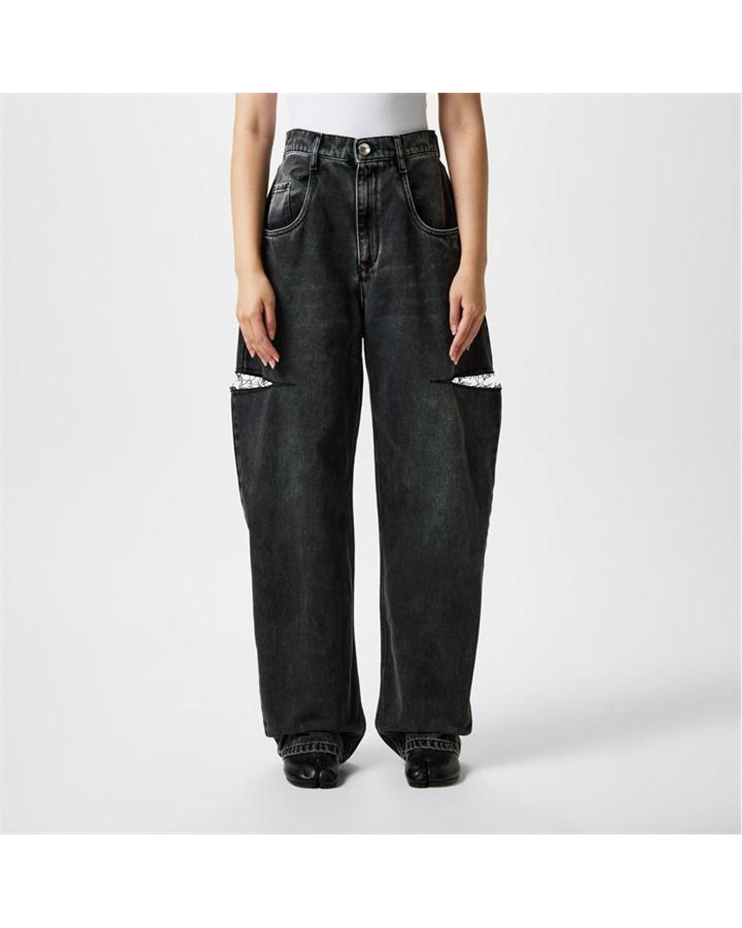 Maison Margiela Black Denim Jeans With Slash Details