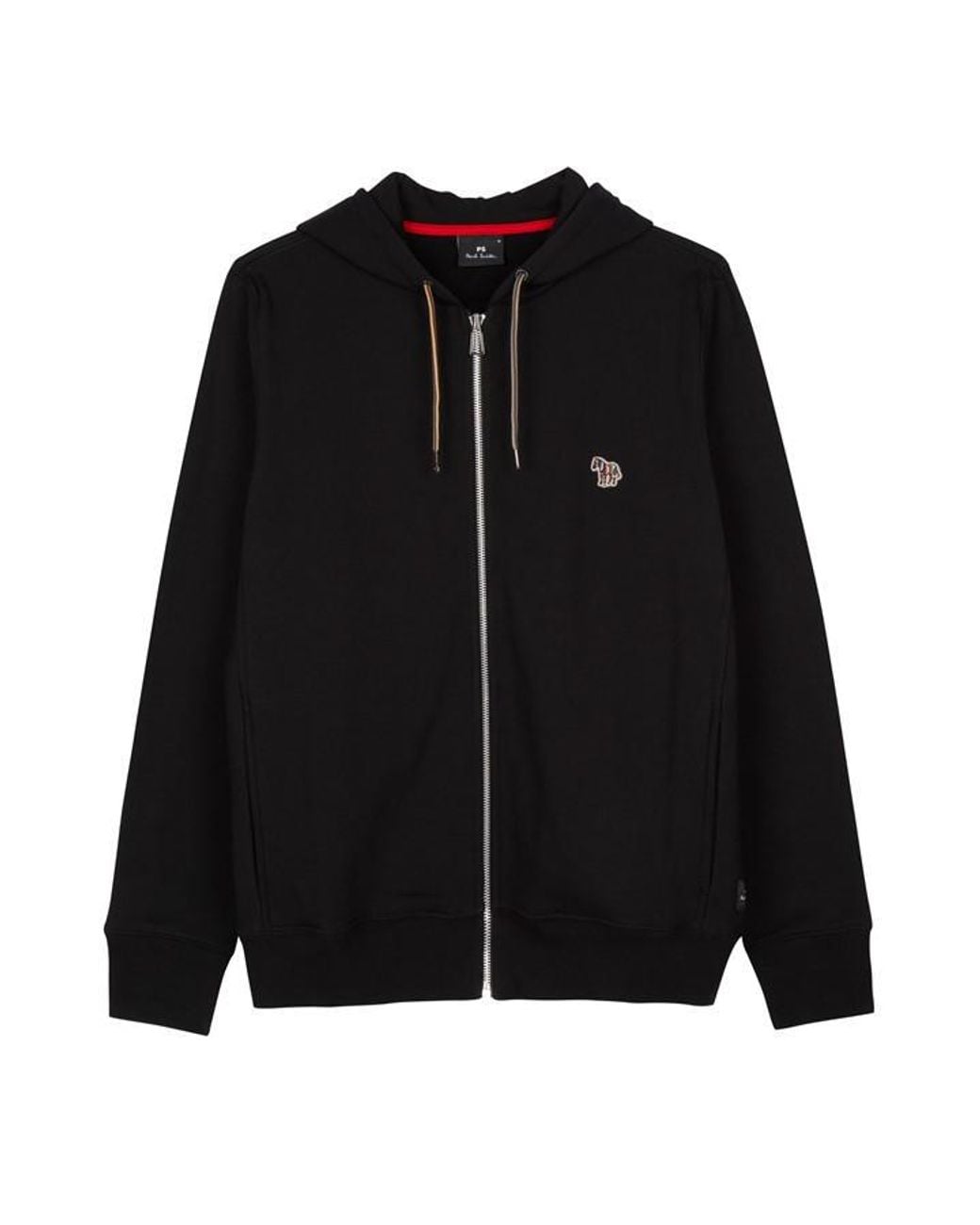 Paul Smith Black Full-Zip Zebra Logo Hoodie for men