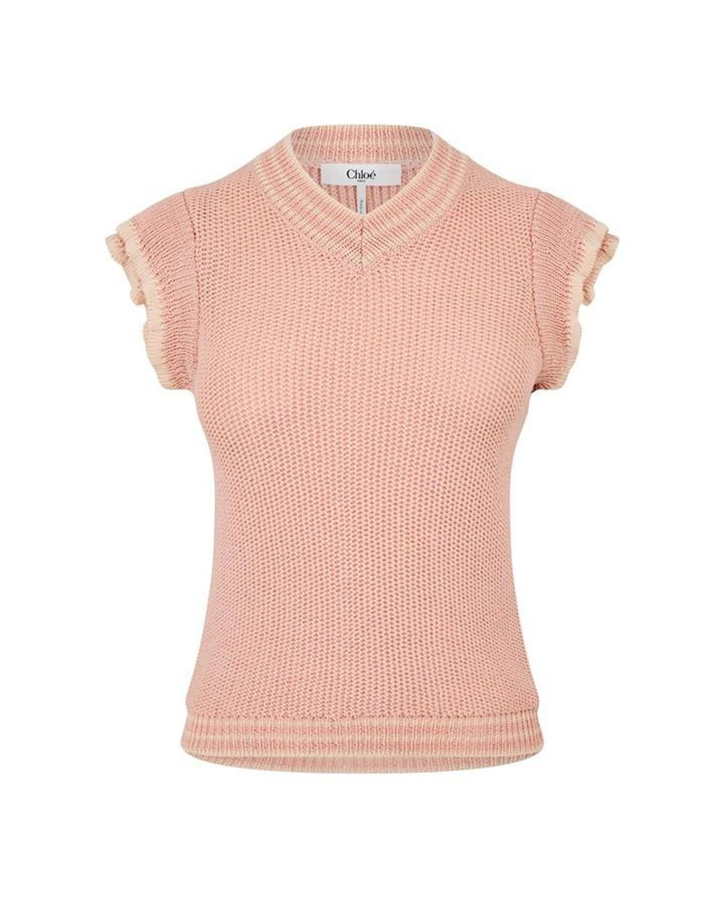 Chloé Pink Short Sleeve Ruffle Jumper