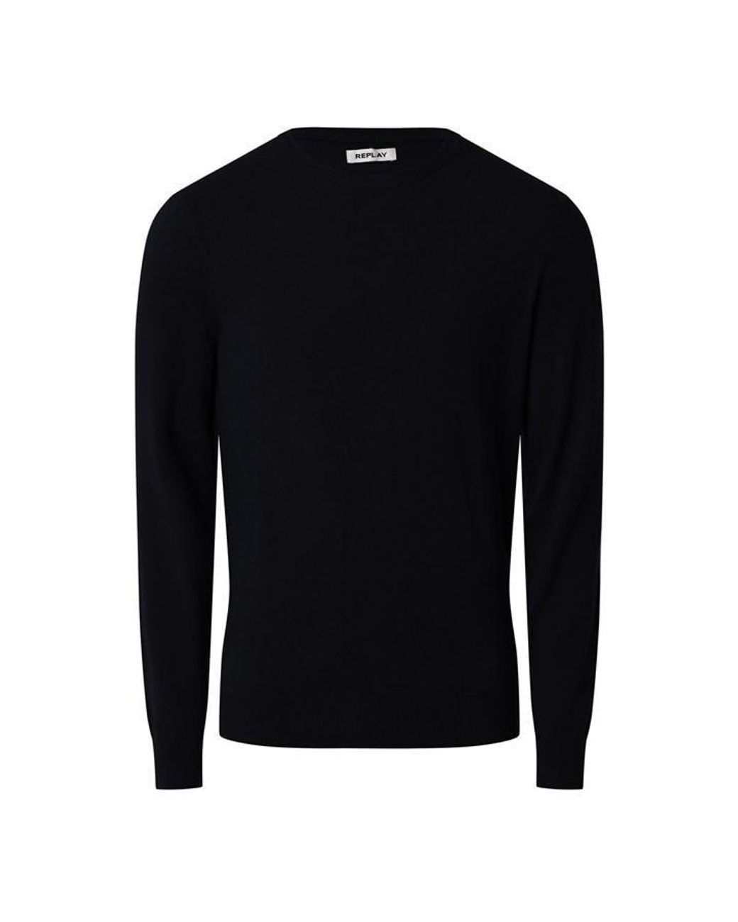 Replay Blue Knitted Crewneck Sweater for men