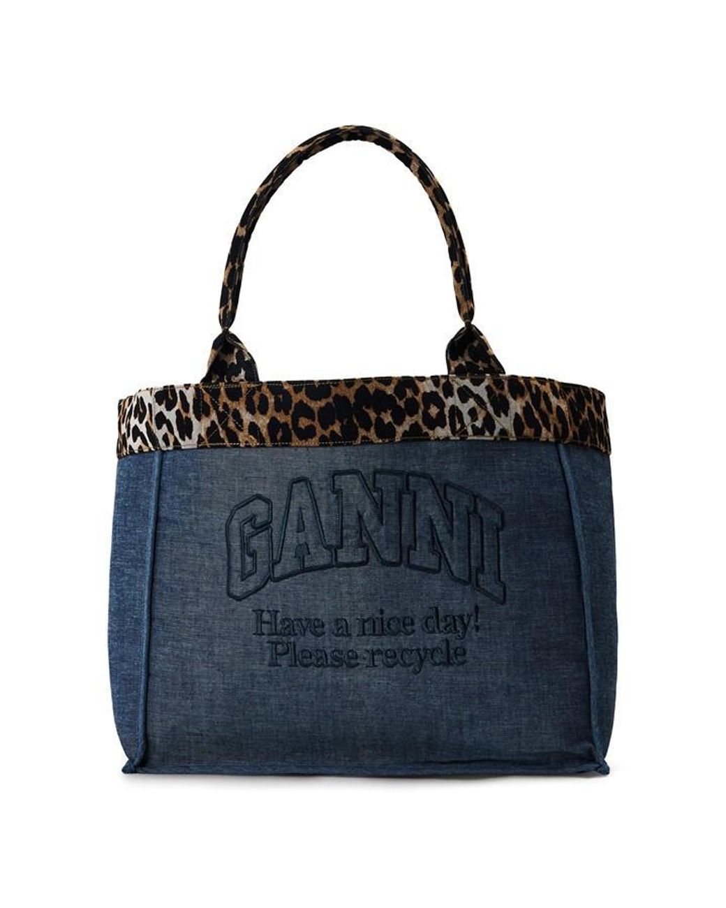 Ganni Blue Medium Shopper Tote Bag