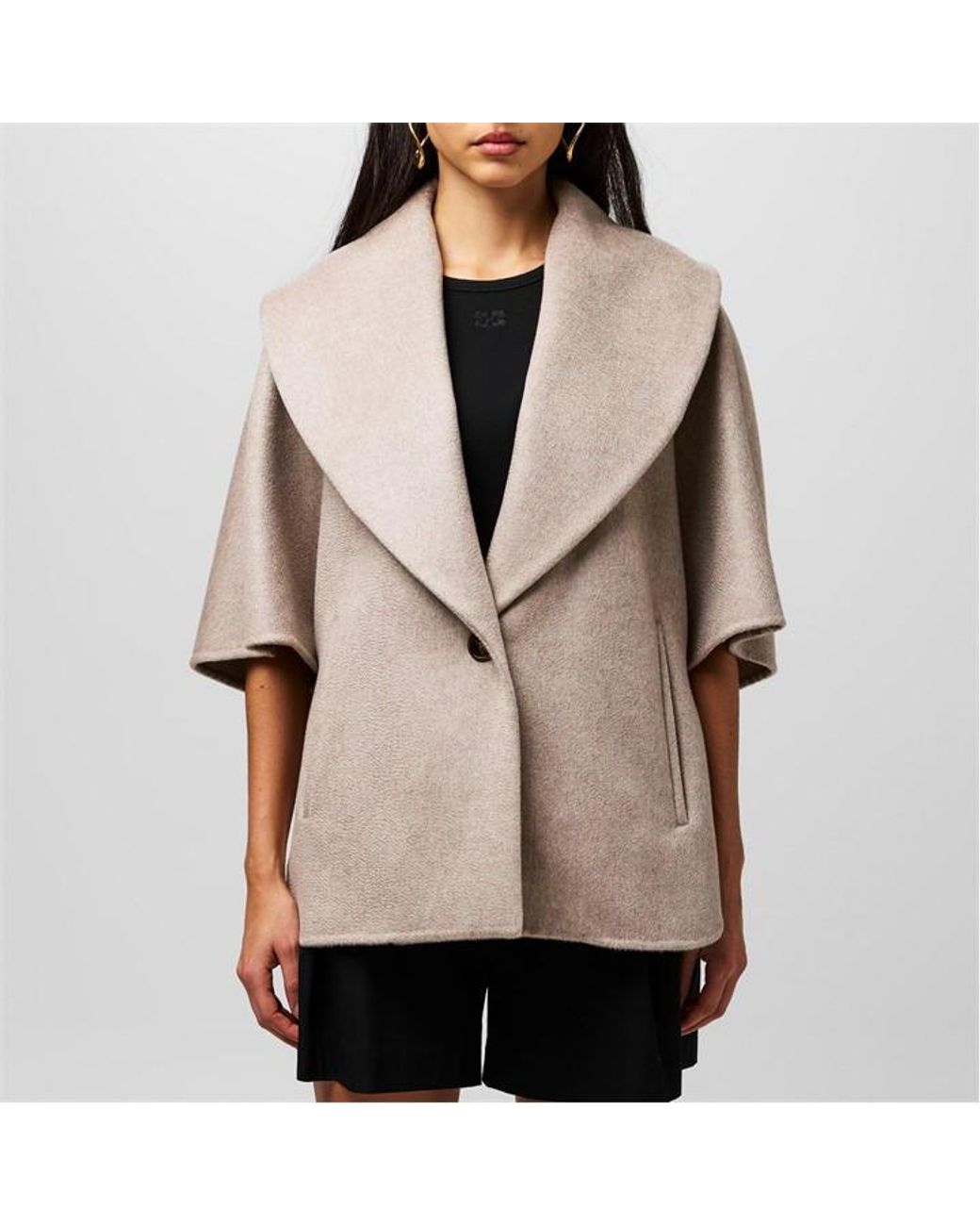 Max Mara Natural Cashmere Cape Oversized Fit Hybrid Jacket
