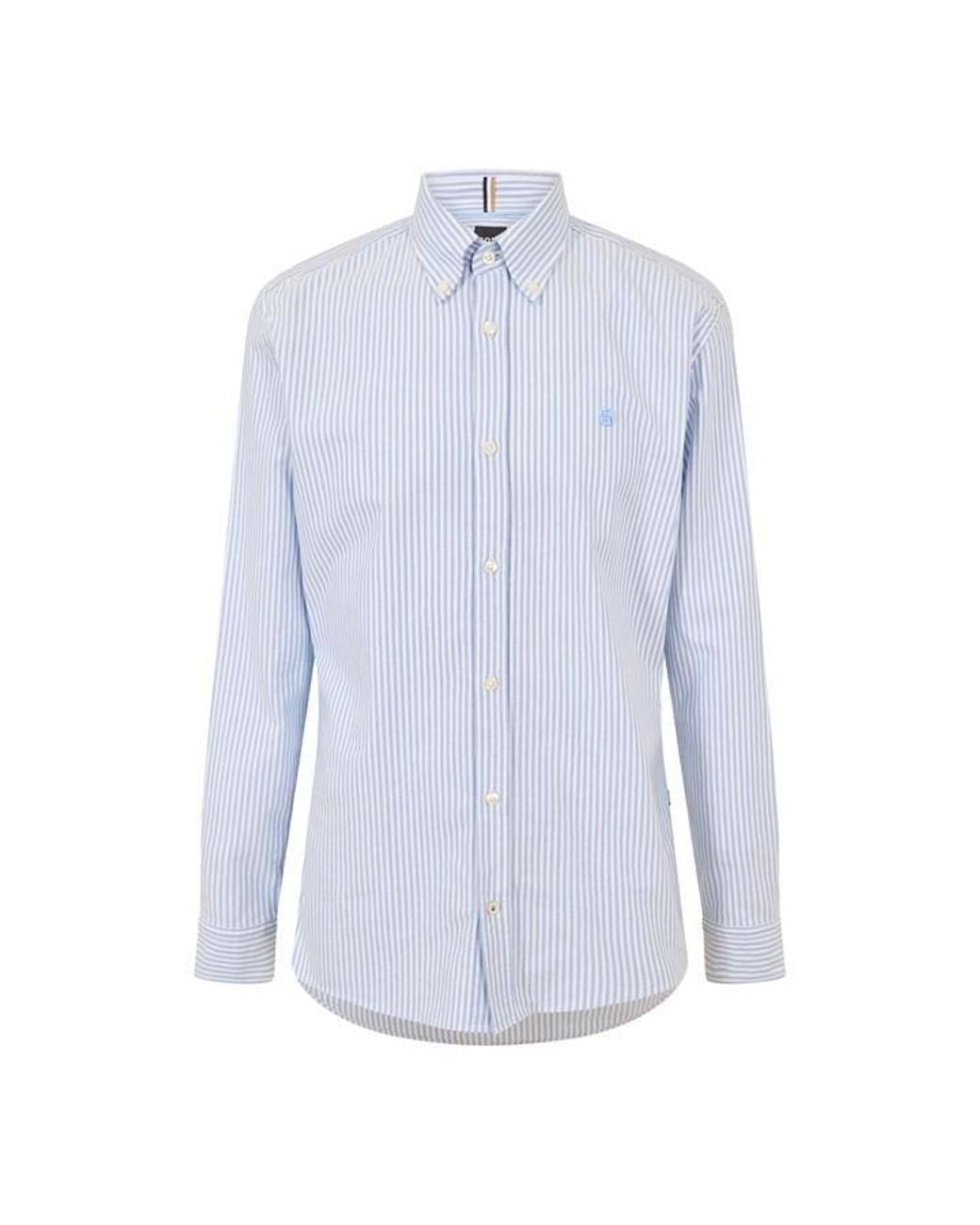 Boss Blue Long Sleeve Oxford Shirt for men