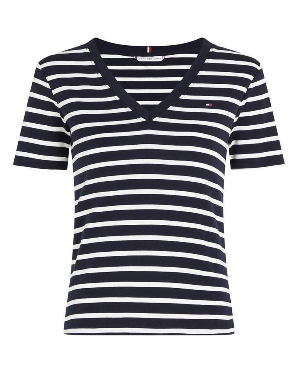 Tommy Hilfiger Blue V-Neck Striped T-Shirt