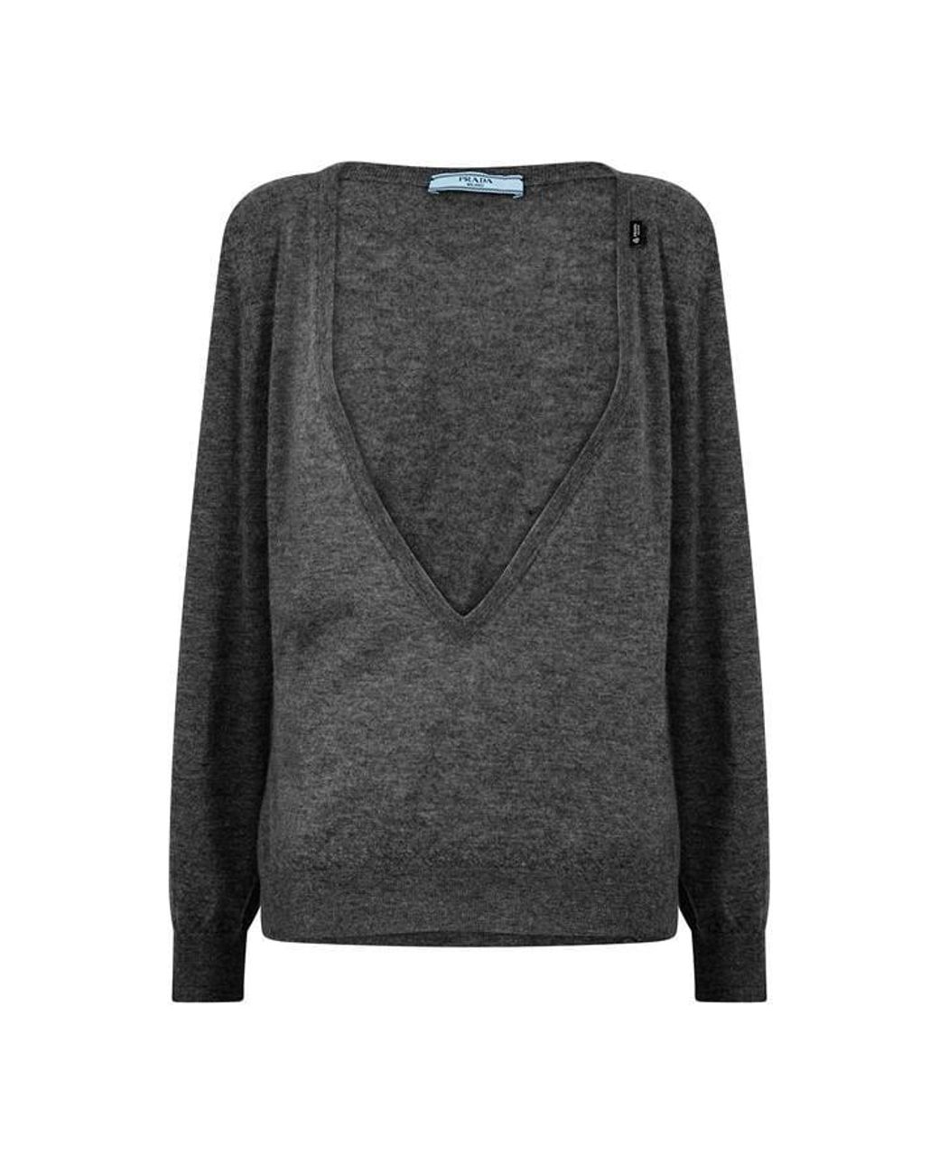 Prada Gray V-Neck Jumper