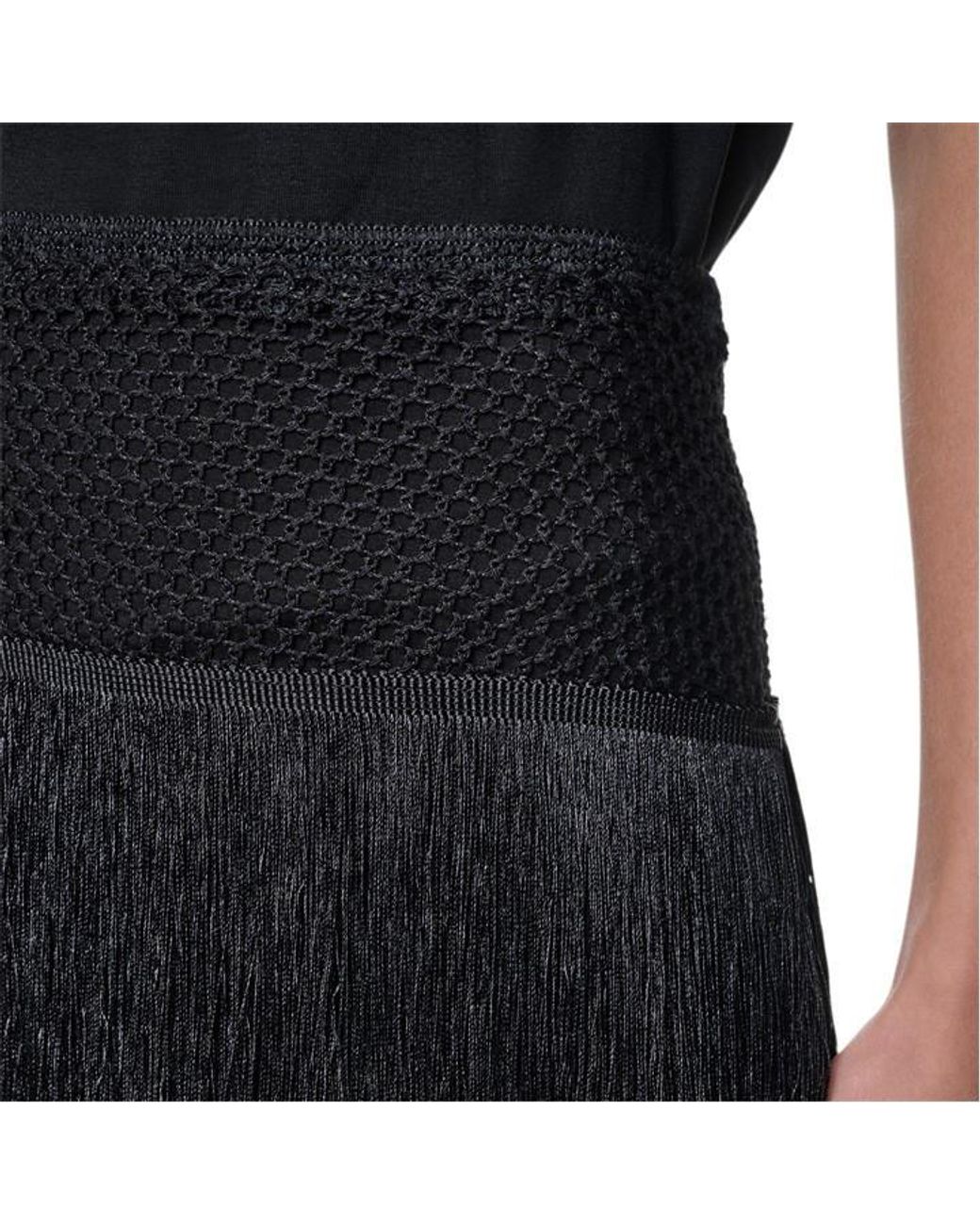 DKNY Black Fringe Mini Skirt for men