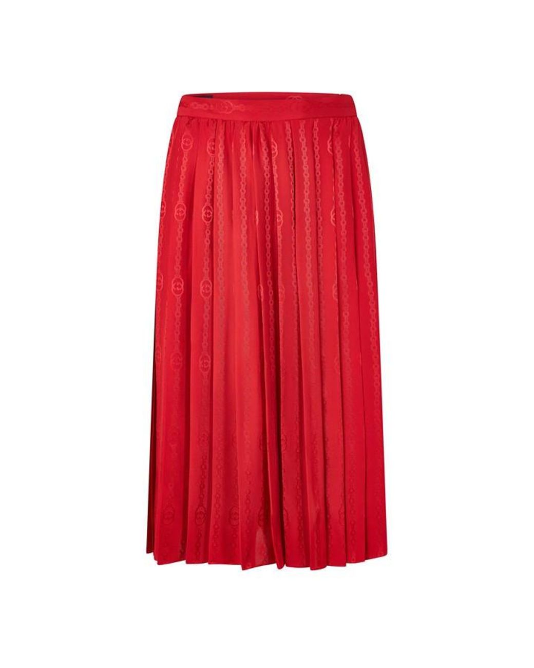 Gucci Red Ull-Length Pleated Midi Skirt