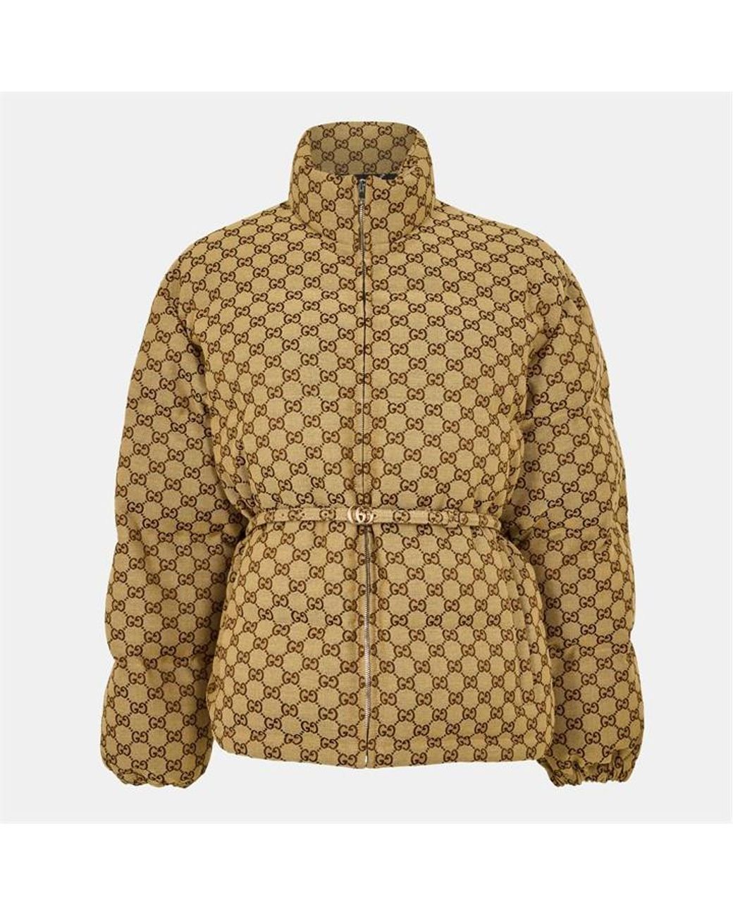 Gucci Brown Structured-Toned Hardware Embroidered Bomber Jacket