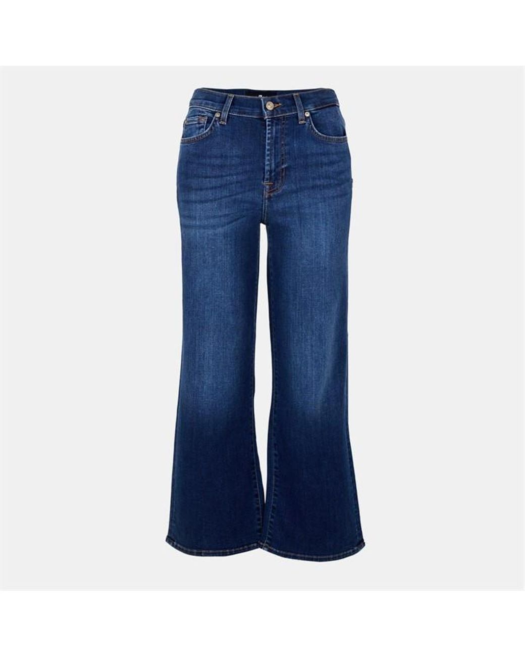 7 For All Mankind Blue Cropped Alexa Straight Leg Jeans