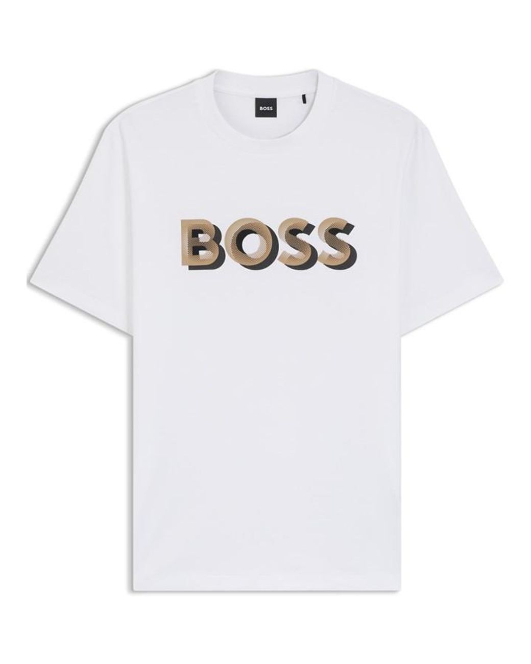 Boss White Thompson Contrasting Logo Cotton Short Sleeve T-Shirt for men