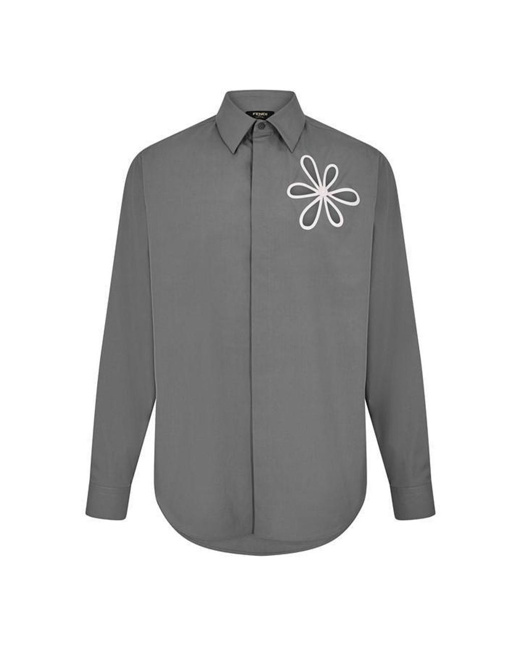 Fendi Gray Long Sleeve Patterned Shirt for men