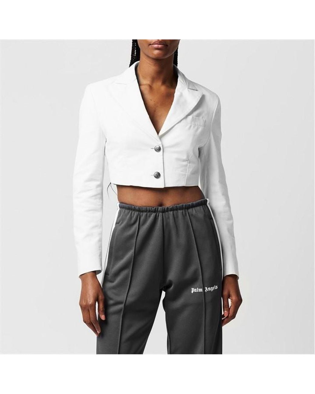 Palm Angels White Cropped Blazer
