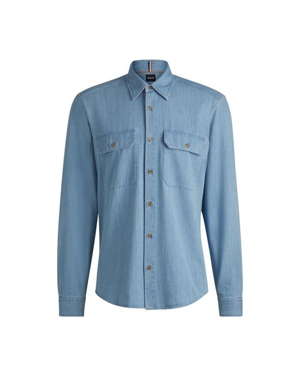 Boss Blue H-Liam-Kenb Long Sleeve Plain Shirt for men
