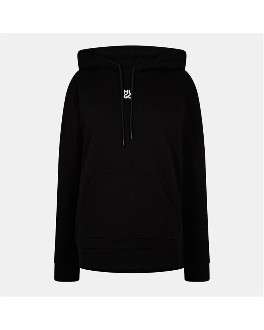 HUGO Black Stack Logo Over The Head Hoodie