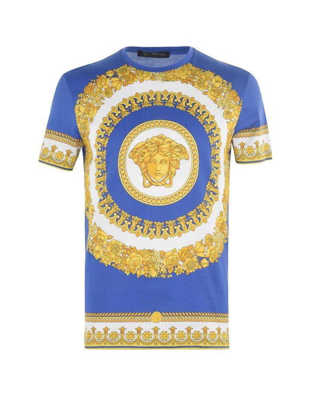 Versace Medusa Print Cotton Tshirt in Blue for Men Save 46 Lyst