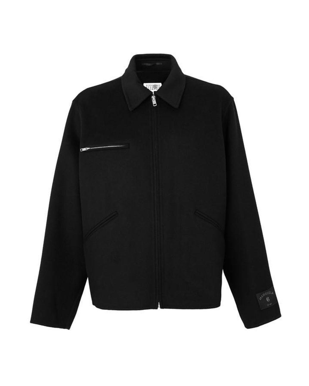 MM6 by Maison Margiela Black Double Faced Wool Zip Jacket for men