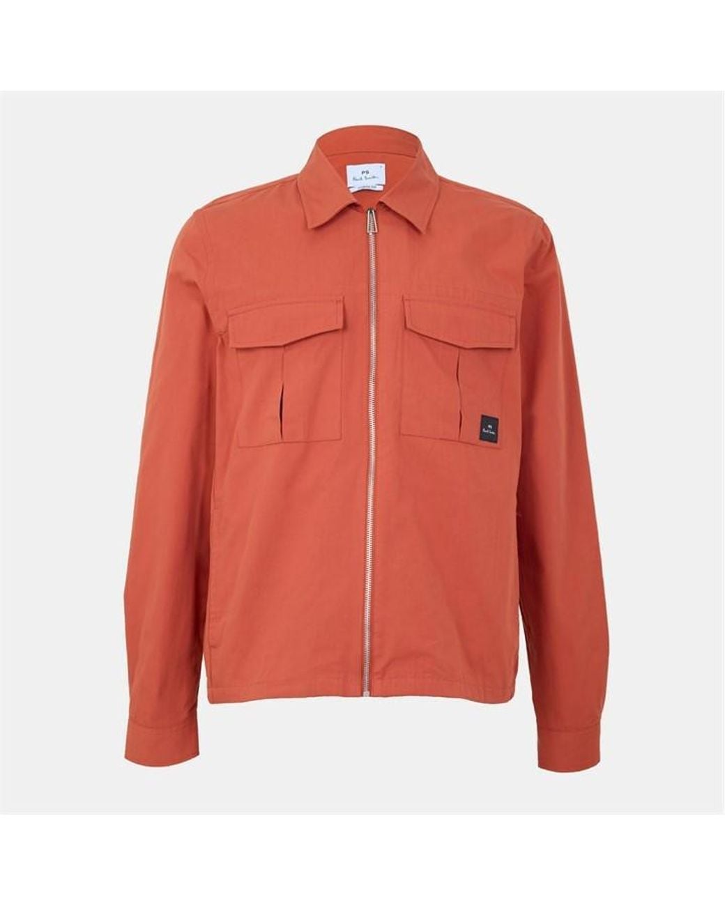 Paul Smith Red Cotton Zip Long Sleeve Overshirt for men