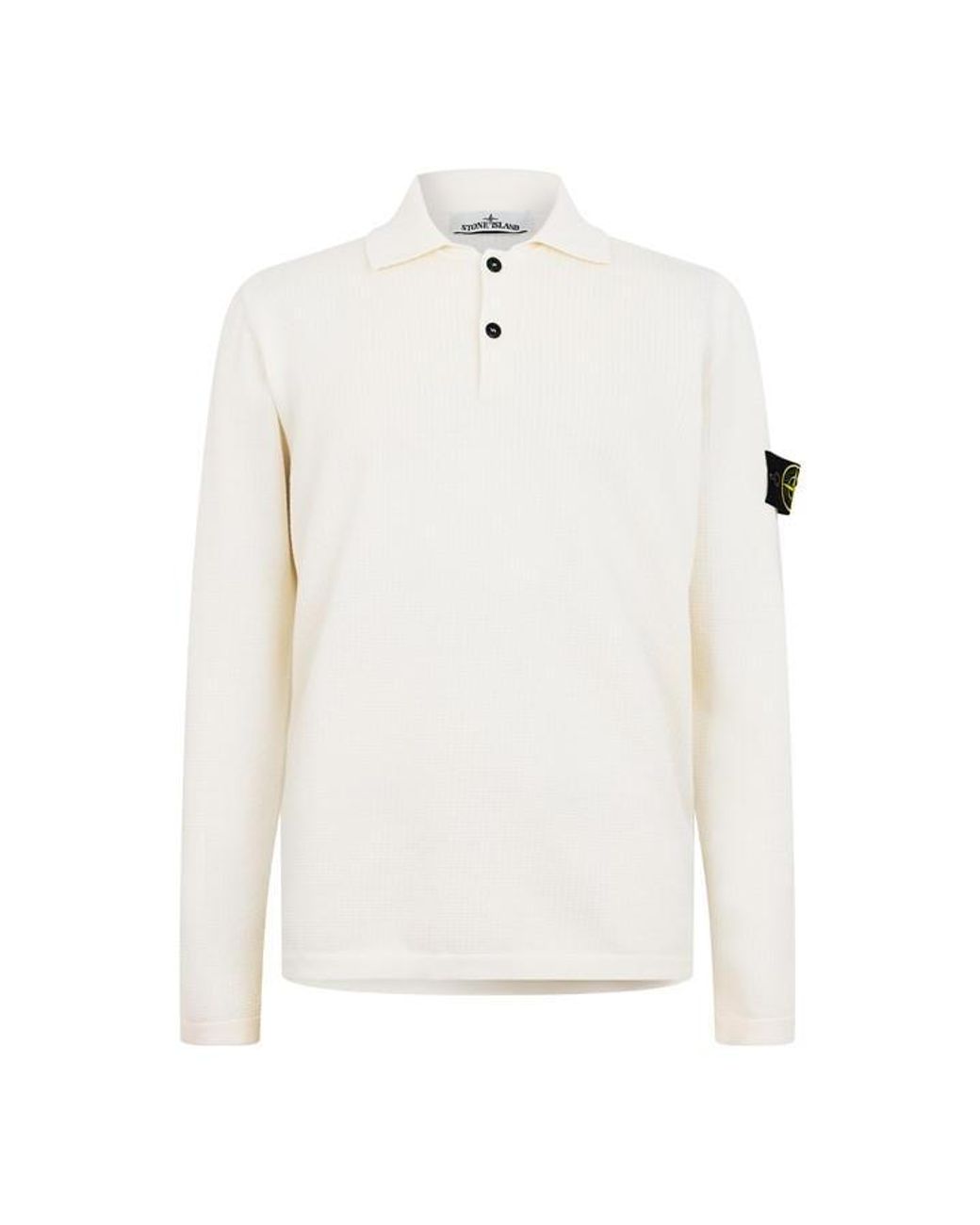 Stone Island White Knit Polo Shirt for men
