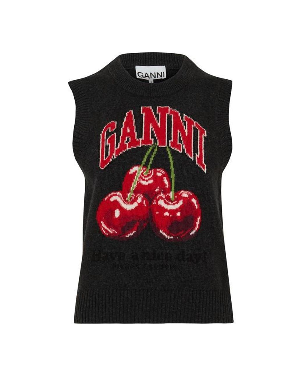 Ganni Red Knitted Sweater Vest